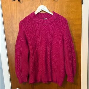 XL Major Label Group Cozy Fuchsia Cable Knit Sweater